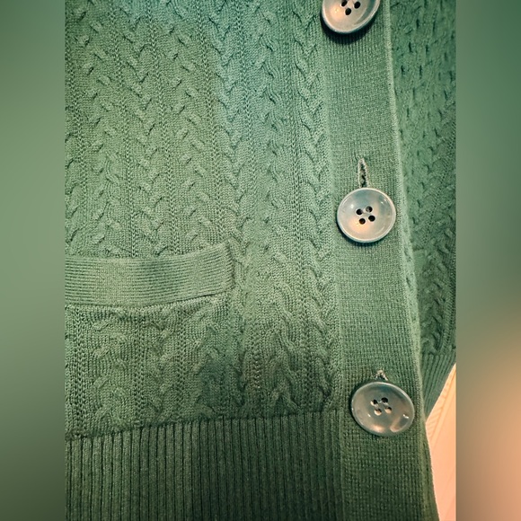 Talbots Teal Cotton Cardigan - Picture 2 of 5